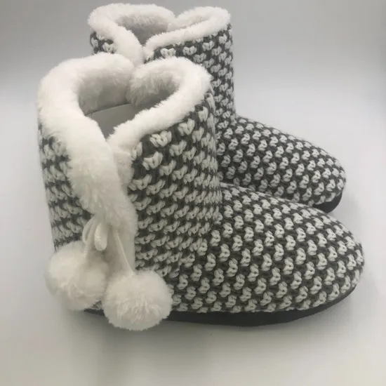 여성 홈 겨울 니트 슬리퍼 신발 숙녀 소프트 미끄럼 방지 실내 따뜻한 부츠